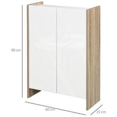 HOMCOM Szekrény két ajtóval, Forgácslap, 60 x 25 x 90 cm, Fehér/barna