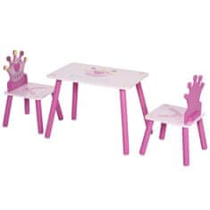 HOMCOM Asztalkészlet 2 székkel, Princess Model, MDF, rózsaszín