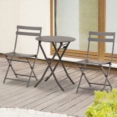 OUTSUNNY kerti bútor szett, 3 összecsukható darab, asztal, 2 szék, acél, barna