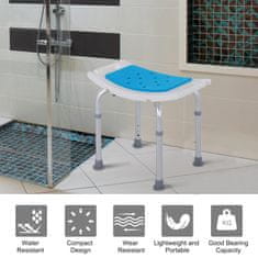 HOMCOM fürdőszék, állítható magasság 6 szint 39-51cm, max 136kg, csúszásgátló, kék / ezüst