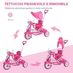 HOMCOM motoros tricikli, 18-72 hónapos korig, polipropilén/fém, 102 x 48 x 96 cm, rózsaszín