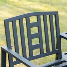 OUTSUNNY Kerti asztal / szék szett, fém, 165x53,5x85,5cm, fekete