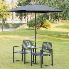 OUTSUNNY Kerti asztal / szék szett, fém, 165x53,5x85,5cm, fekete