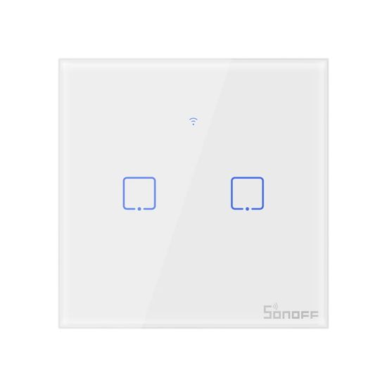 Sonoff Dupla érintős wifi fénykapcsoló + távirányító T1EU2C-TX