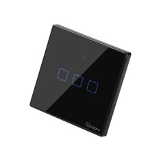 Sonoff Fekete háromszoros érintős wifi fénykapcsoló + távirányító T3EU3C-TX