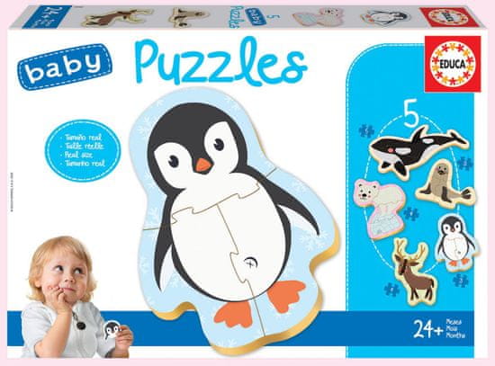EDUCA Baby Puzzle Polar Animals 5in1 (3-5 darab)
