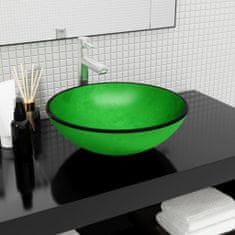 Greatstore zöld edzett üveg mosdókagyló 42 x 14 cm