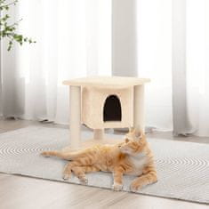 Greatstore krémszínű macskabútor szizál kaparófákkal 37 cm