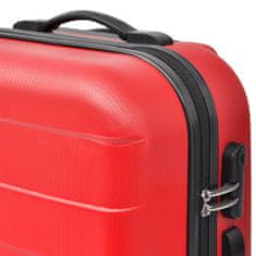Greatstore 3 darabos piros húzható kemény bőrönd szett 45,5/55/66 cm