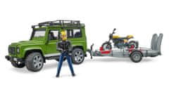 BRUDER Land Rover utánfutóval, motorkerékpárral és figurával 1:16 méretarány: 1:16
