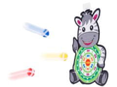 BigBuy Tépőzáras gyermek darts - aranyos, zebrás célba dobó tábla labdával (BBI-5614)