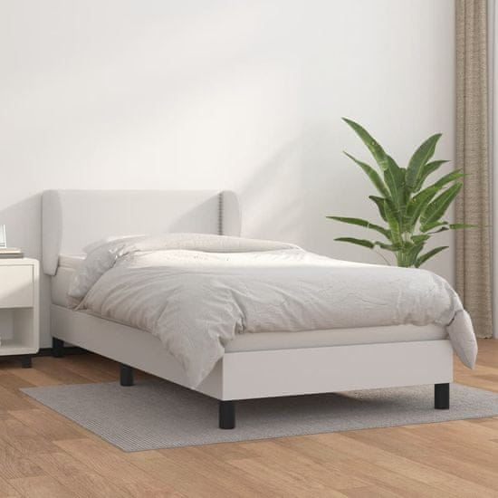 shumee fehér műbőr rugós ágy matraccal 90 x 200 cm