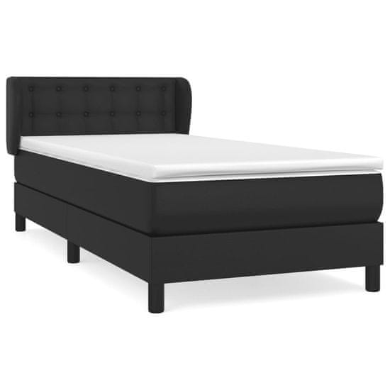 Vidaxl fekete műbőr rugós ágy matraccal 80 x 200 cm 3127277