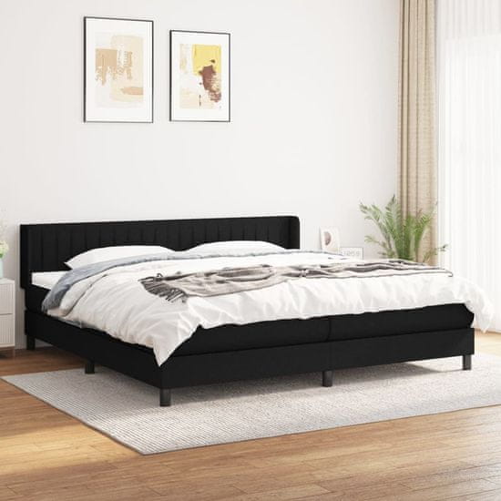 shumee fekete szövet rugós ágy matraccal 200 x 200 cm
