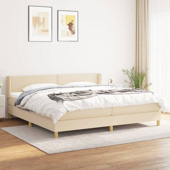 shumee krémszínű szövet rugós ágy matraccal 200 x 200 cm