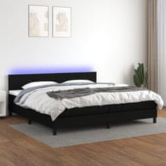 shumee fekete szövet rugós és LED-es ágy matraccal 200x200 cm