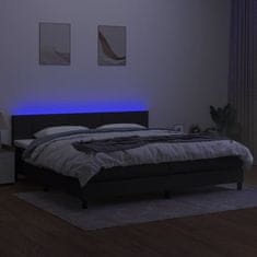shumee fekete szövet rugós és LED-es ágy matraccal 200x200 cm