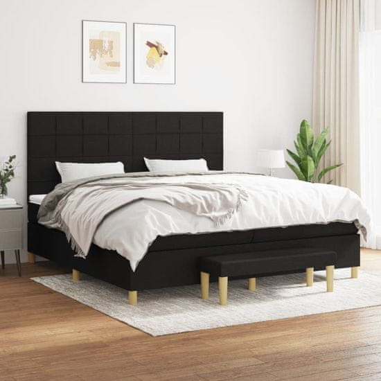 shumee fekete szövet rugós ágy matraccal 200 x 200 cm