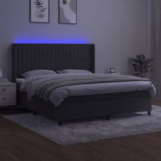 shumee sötétszürke bársony rugós és LED-es ágy matraccal 180x200 cm