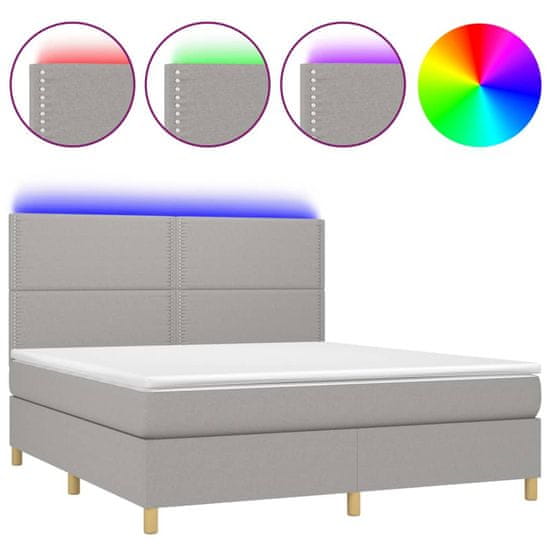 Vidaxl világosszürke szövet rugós és LED-es ágy matraccal 160x200 cm 3135365