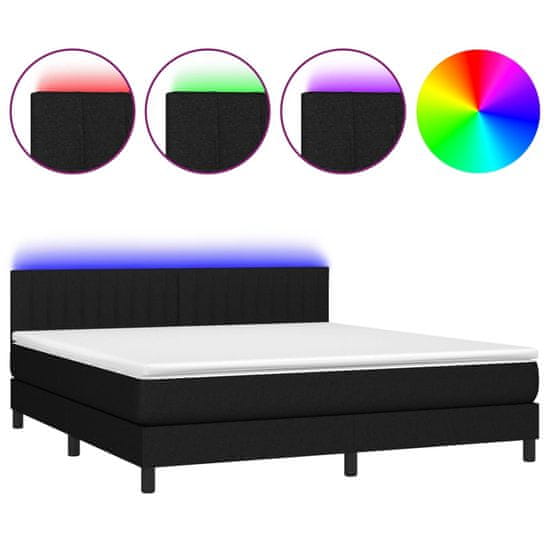 Vidaxl fekete szövet rugós és LED-es ágy matraccal 160x200 cm 3133327