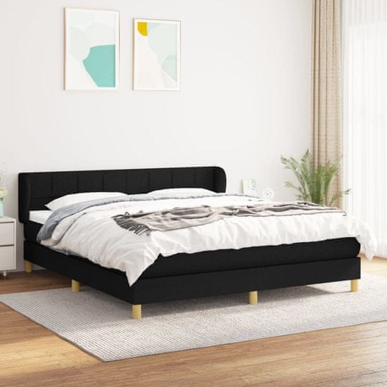 shumee fekete szövet rugós ágy matraccal 180 x 200 cm