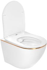 REA WC csésze Carlo white Mini Flat Gold Edge