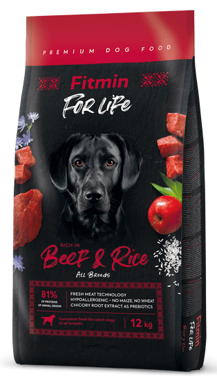Fitmin dog For Life, Beef & Rice, 12 kg