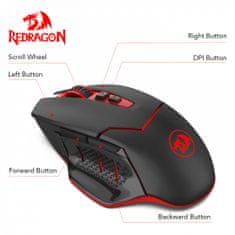 Redragon Mirage vezetéknélküli lézer gamer egér, fekete/piros