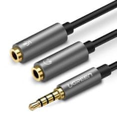 TKG Kábel: UGreen - Audio elosztó kábel, mikrofon és fejhallgató végekkel / jack (3.5mm) csatlakozó - fekete/szürke