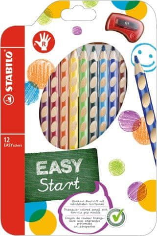 Stabilo EASYstart 12 db jobbkezes zsírkréta készlet ceruzahegyezővel