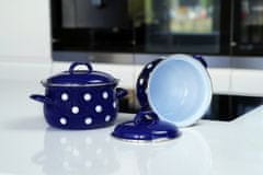 Belis Belis Zománcozott edény kék, fehér pöttyös 18 cm, 2,2 l
