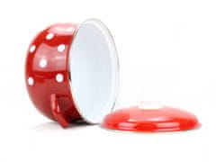 Belis Belis Zománcozott edény piros, fehér pöttyös 24 cm, 6,1 l