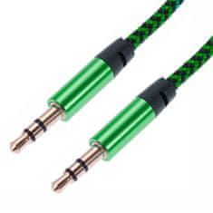 Northix 1 m szőtt 3,5 mm-es Aux kábel - zöld 