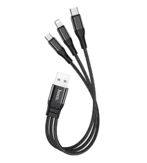 Maximin 3 az 1-ben USB kábel C-típusú microUSB-vel, és Lightning csatlakozóval, 0,25 méter hosszú