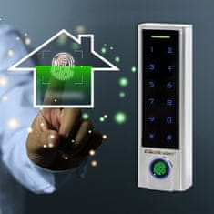 Qoltec Proteus érintőképernyős kódzár ujjlenyomat-olvasóval | RFID | kód | kártya | kulcskarika | IP68 | EM