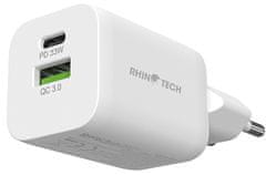 RhinoTech MINI Dual 33W töltőadapter USB-C + USB-A RTACC320, fehér