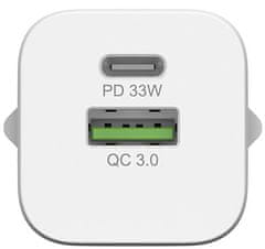 RhinoTech MINI Dual 33W töltőadapter USB-C + USB-A RTACC320, fehér
