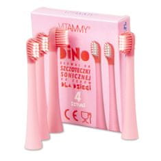 Vitammy DINO, Tartalék fogantyúk DINO fogkefékhez, rózsaszín, 4db