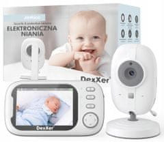 Dexxer Babafigyelő akkumulátor. bébiszitter videokamerával és 3,2 hüvelykes LCD képernyővel