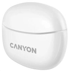 Canyon TWS-5 BT fejhallgató mikrofonnal, BT V5.3 JL 6983D4, 500mAh+40mAh tok 38 óráig, fehér színben