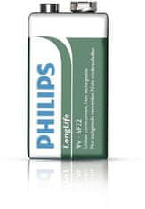 PHILIPS 9V LongLife cink-klorid akkumulátor - 1db