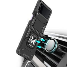 WOZINSKY Wozinsky Ring Armor védőtok Samsung Galaxy Z Flip4 telefonhoz KP24373 fekete