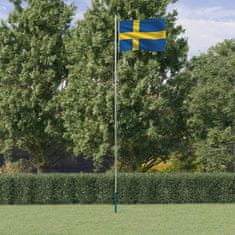 Greatstore alumínium svéd zászló és rúd 6,23 m