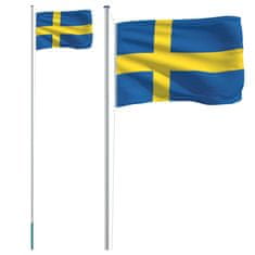 Greatstore alumínium svéd zászló és rúd 6,23 m