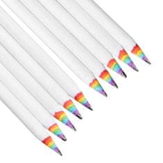 Northix 10x ceruza szivárvány színekkel - fehér 
