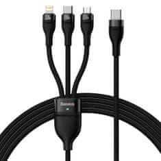 BASEUS Flash 3in1 kábel USB-C - micro USB / USB-C / Lightning 100W 1.5m, fekete