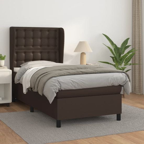 shumee barna műbőr rugós ágy matraccal 90 x 200 cm