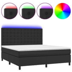 shumee fehér műbőr rugós ágy matraccal és LED-del 180x200 cm