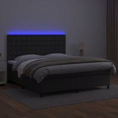 shumee fehér műbőr rugós ágy matraccal és LED-del 180x200 cm